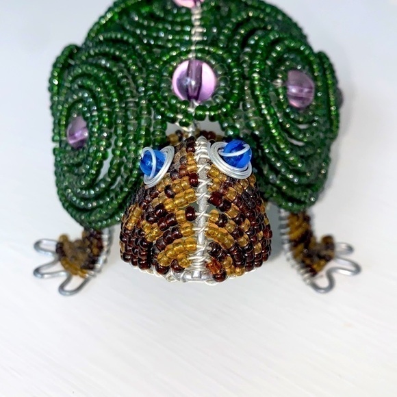 Beadworx Beaded Turtle Purple Accents Blue Eyes Decor Art Piece Gift Vintage - Picture 11 of 16